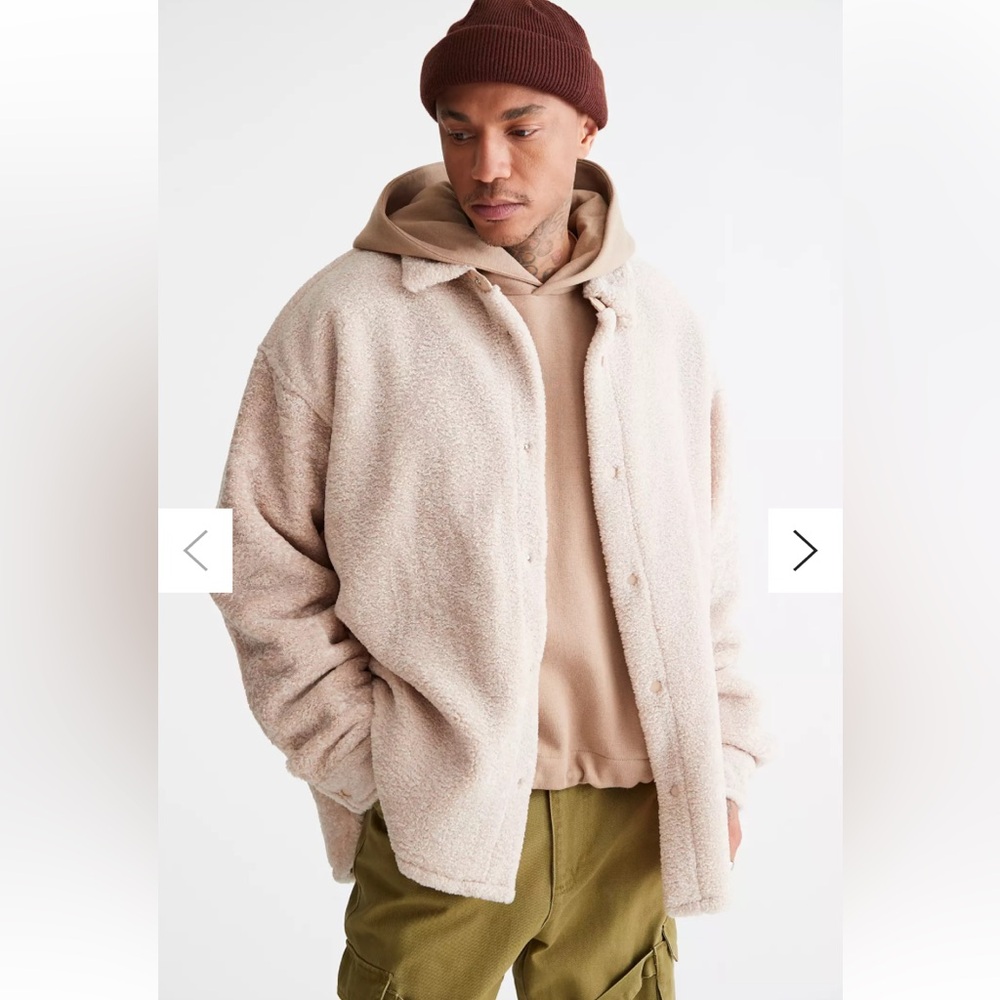 Men’s Standard/Cloth clay color super soft snap front shirt jacket